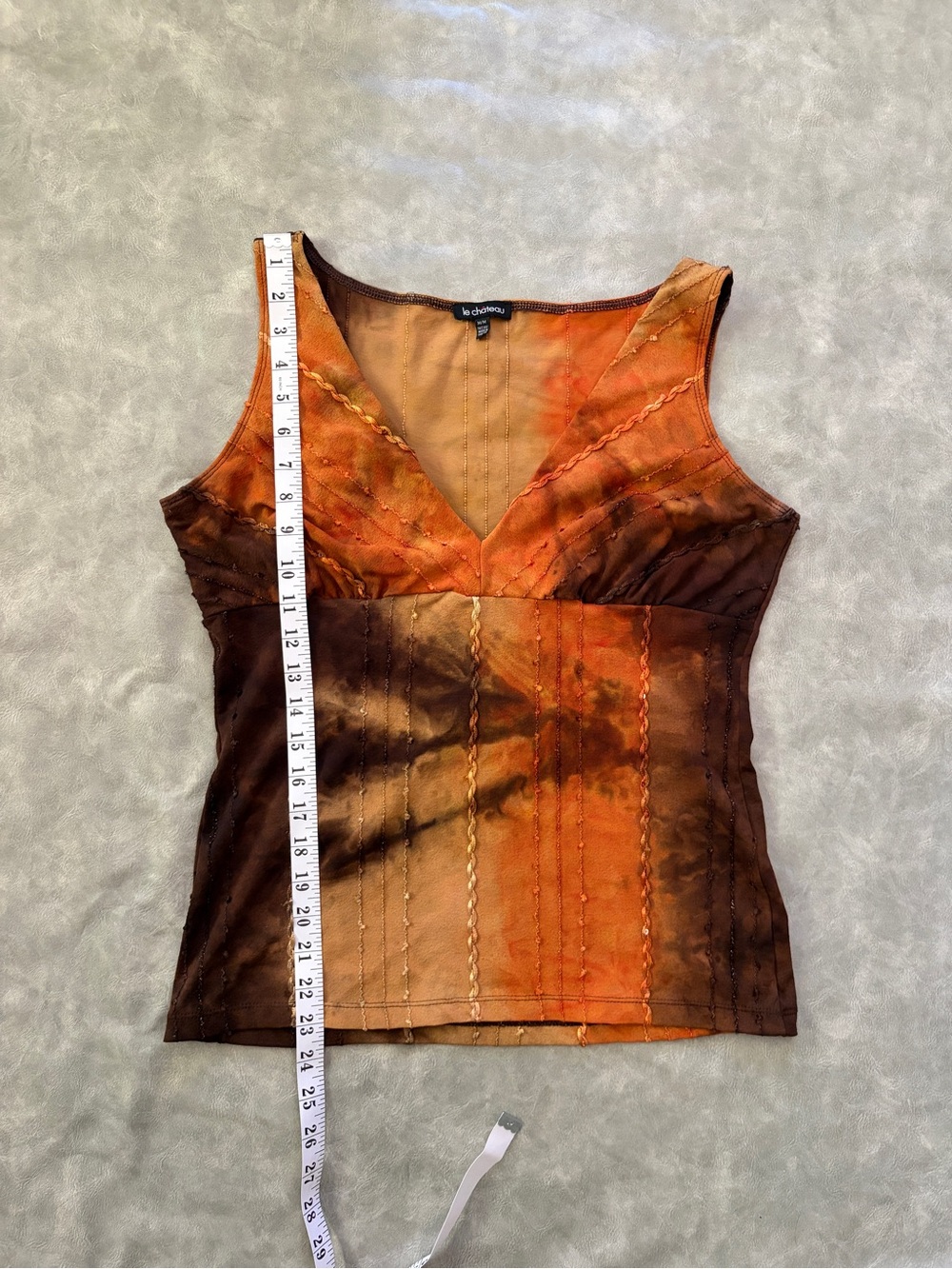 Y2K Le Chateau Orange Brown Fairy Whimsigoth Earthy Sequin Top - Picture 8 of 8